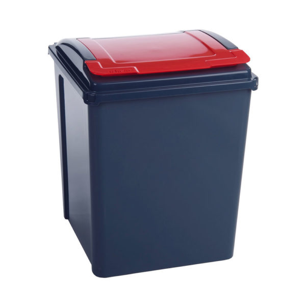 VFM RECYCLING BIN RED GRY/RED LID 50L