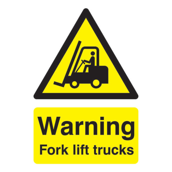 SIGN A5 WARNING FORK LIFT TRUCKS PVC