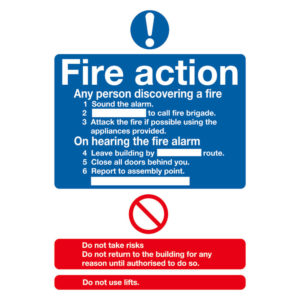 SIGN A5 FIRE ACTION STANDARD PVC