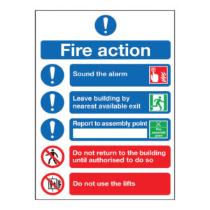 SIGN A5 FIRE ACTION SYMBOLISED