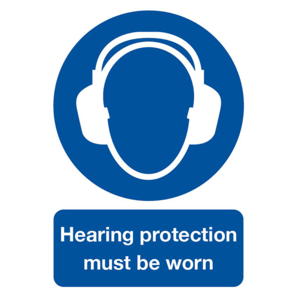 SIGN A4 HEARING PROTCTN M/B/WORN PVC