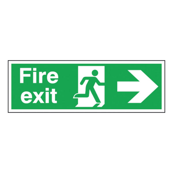 SIGN FIRE EXIT RIGHT 150X450MM S/A