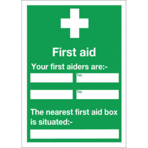 SIGN FIRST AID AND YOUR 600X450MM S/A [S