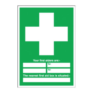 SIGN FIRST AIDERS ARE 600X450MM PVC