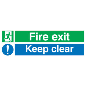 SIGN FIRE EXIT KEEP CLEAR 15X45 PVC