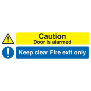 SIGN FIRE EXIT ONLY CAUTION DOOR ALARMED