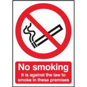 SIGN NO SMOKING AGAINST THE LAW 210X148