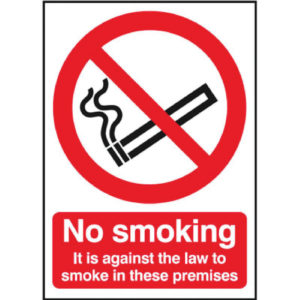 SIGN NO SMOKE AGAINST THE LAW 210X148
