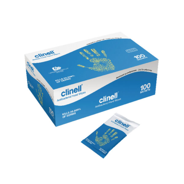 CLINELL ANTIBACTERIAL HAND WIPES PK100