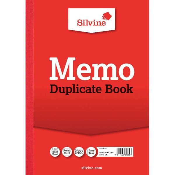 SILVINE DUP BOOK A4 MEMO 614-T