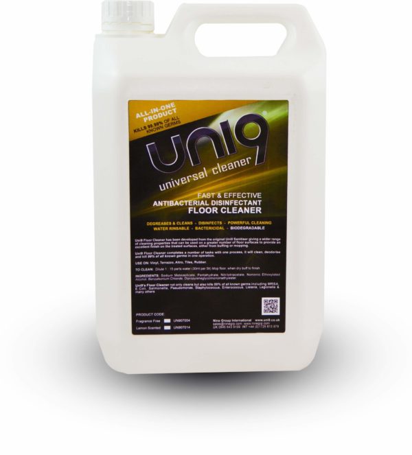 Uni9 Hard Surface Floor Cleaner Concentrate - Lemon 4L - Dilutes 1:15 (60L)
