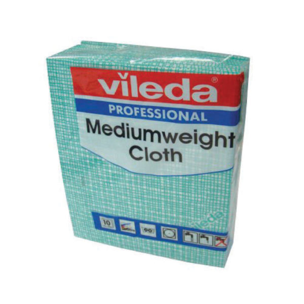 VILEDA MEDIUM WEIGHT CLOTH GREEN PK10 10