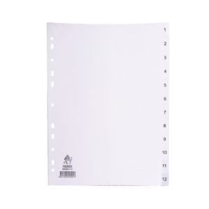 WB INDEX A4 1-12 POLYPROP WHITE
