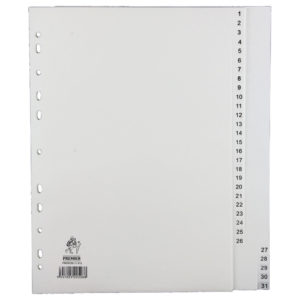 WB INDEX A4 1-31 POLYPROP WHITE
