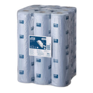 pack of 6 blue tork couch rolls.