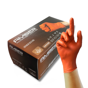 Amber Orange 8.5g Textured Grip Nitrile Gloves - Large x100