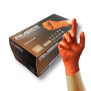Amber Orange 8.5g Textured Grip Nitrile Gloves - Medium x100