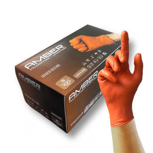 Amber Orange 8.5g Textured Grip Nitrile Gloves - Small x100